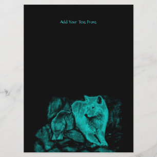 Wolf und Raven in der Nacht Menükarte