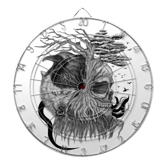 Wolf und Raven mit Skull Dartscheibe (vorne)