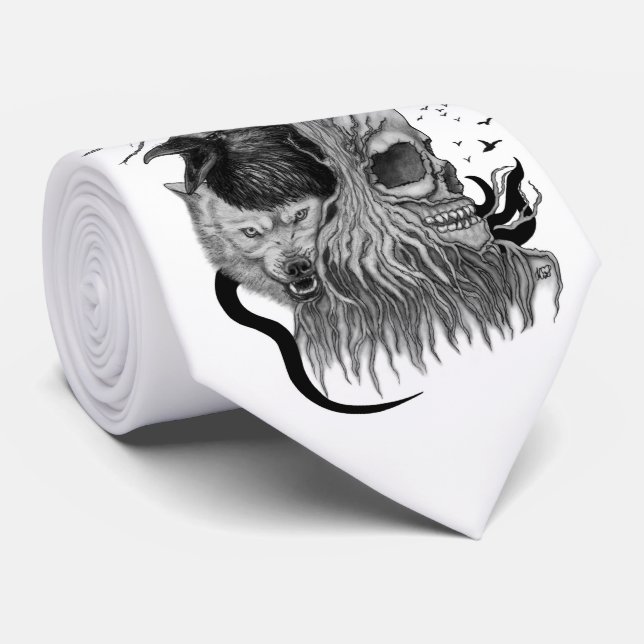 Wolf und Raven mit Skull Krawatte (Gerollt)