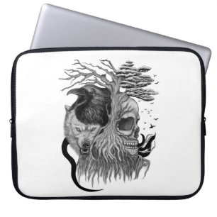 Wolf und Raven mit Skull Laptopschutzhülle