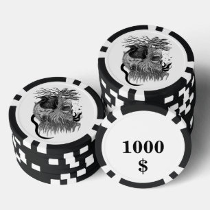 Wolf und Raven mit Skull Pokerchips