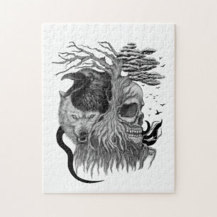 Wolf und Raven mit Skull Puzzle