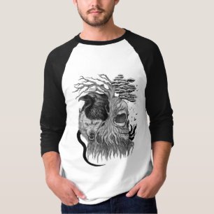 Wolf und Raven mit Skull T-Shirt
