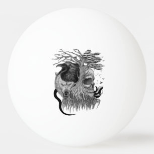 Wolf und Raven mit Skull Tischtennisball