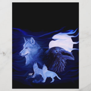 Wolf und Raven mit Vollmond Flyer