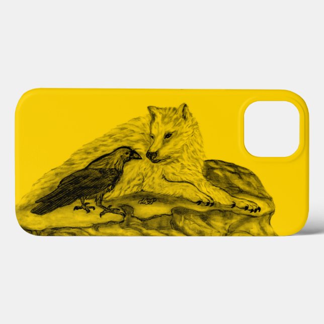 Wolf und Raven, Schwarz und Gelb Case-Mate iPhone Hülle (Rückseite (Horizontal))
