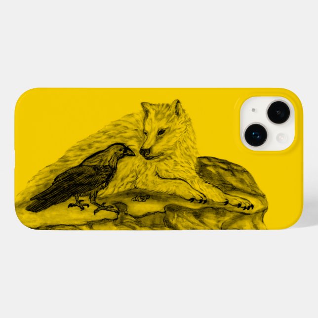 Wolf und Raven, Schwarz und Gelb Case-Mate iPhone Hülle (Rückseite (Horizontal))