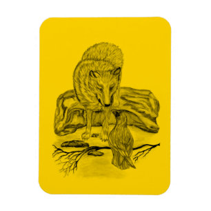 Wolf und Raven - Schwarz und Gelb Magnet