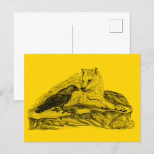 Wolf und Raven - Schwarz und Gelb Postkarte