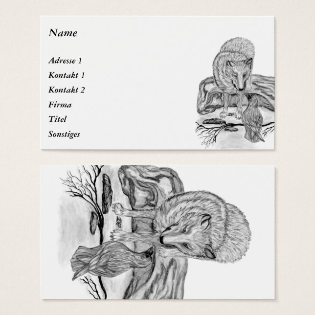 Wolf und Raven - Schwarz und Weiß (Vorne & Hinten)