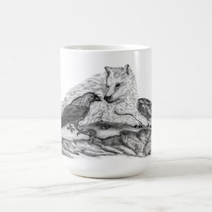 Wolf und Raven - Schwarz und Weiß Kaffeetasse