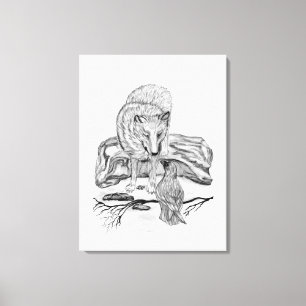 Wolf und Raven - Schwarz und Weiß Leinwanddruck