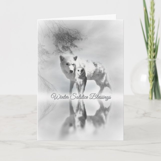 Wolf- und Schellwinterwinters-Weihnachtskarten Karte (Vorderseite)