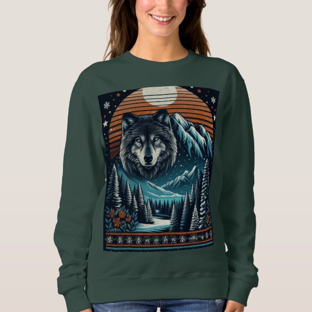 Wolf und Winter Sweatshirt (Vorderseite)