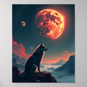 Wolf unter dem Blutmond Poster