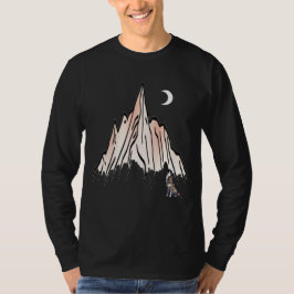 Wolf unter dem Mondmond Crescent - Modern T-Shirt