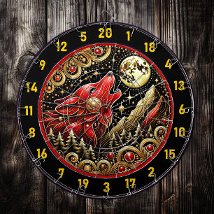 Wolf unter Mondlicht bringt Power und Frieden Dartscheibe