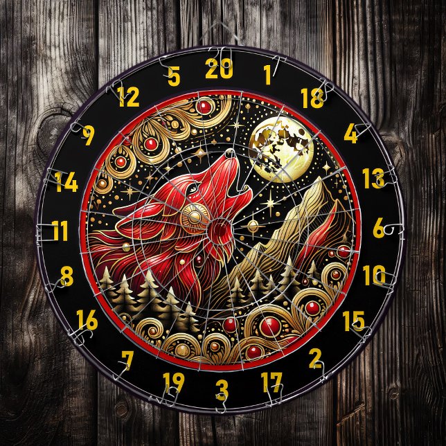 Wolf unter Mondlicht bringt Power und Frieden Dartscheibe (Von Creator hochgeladen)