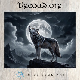 Wolf unter Vollmond ziehen - Entkopplung Seidenpapier