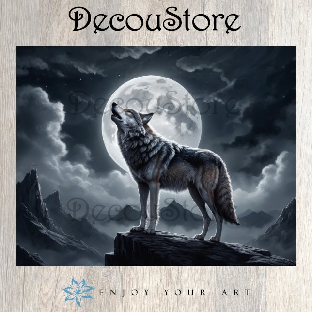 Wolf unter Vollmond ziehen - Entkopplung Seidenpapier (Von Creator hochgeladen)