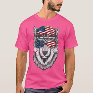 Wolf Usa 4. Juli Amerikanische Flagge Männer Wolf T-Shirt