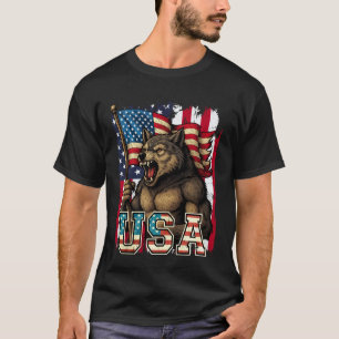 Wolf USA 4. Juli Amerikanische Flagge Patriotisch T-Shirt