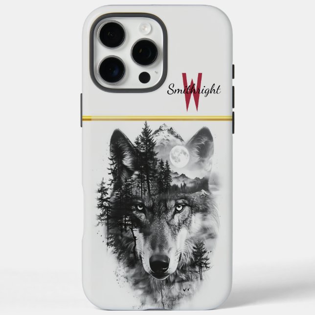 Wolf verschmilzt mit mondbeleuchteter Waldszene Case-Mate iPhone Hülle (Rückseite)