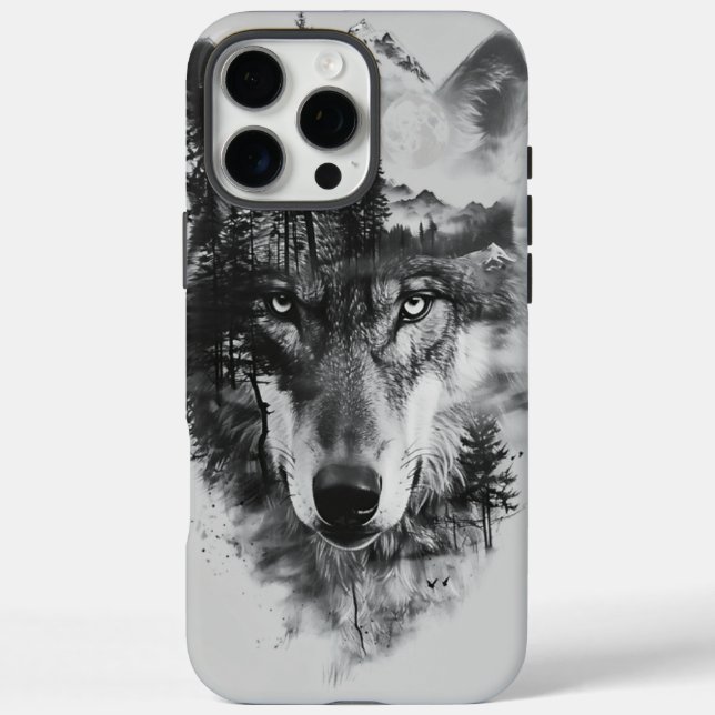Wolf verschmilzt mit mondbeleuchteter Waldszene Case-Mate iPhone Hülle (Rückseite)