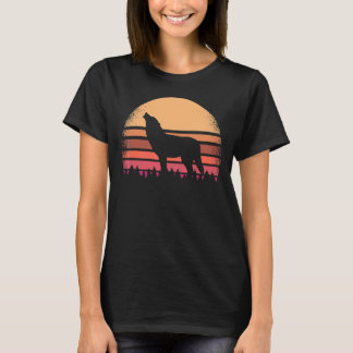 Wolf Vintag Howling auf Moon 70er 80er Retro Hallo T-Shirt