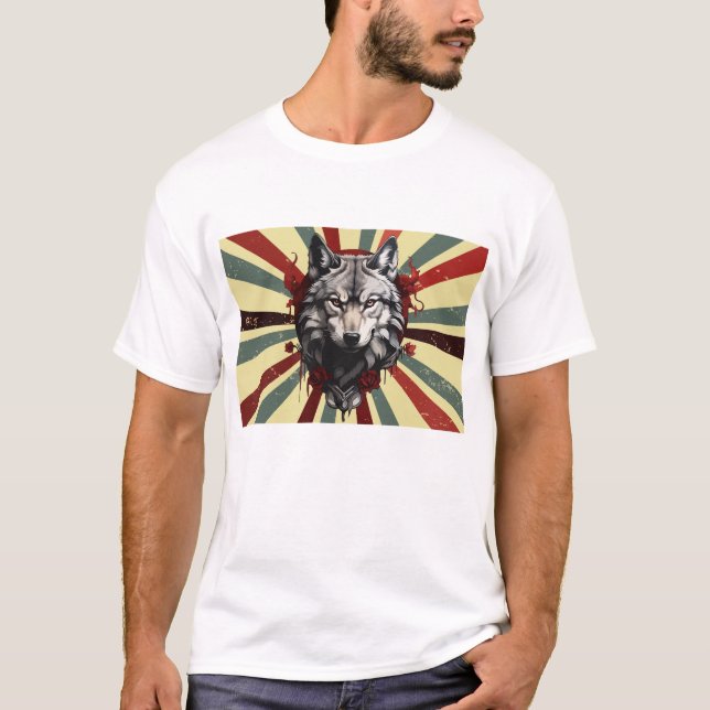 wolf vintage custom retro design T-Shirt (Vorderseite)