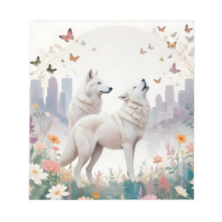 Wolf Vintage Tier- und Pflanzenwelt Stadt Art Notizblock