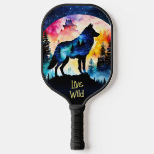 Wolf Vollmond-Aquarellbäume Pickleball Schläger
