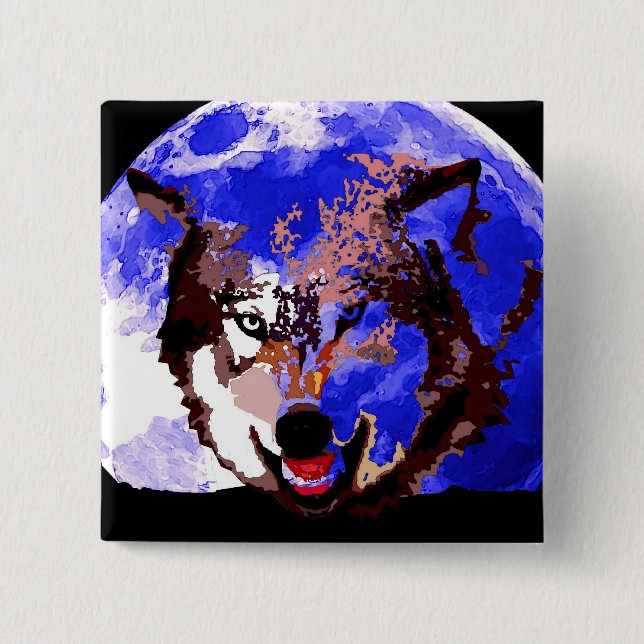 Wolf & Vollmond Button (Vorderseite)