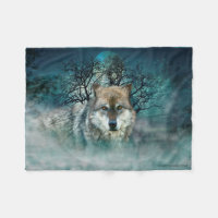 Wolf-Vollmond im Nebel