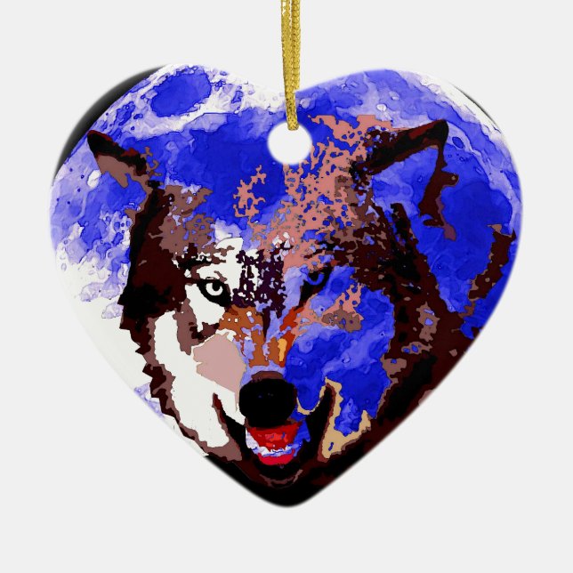 Wolf & Vollmond Keramik Ornament (Vorne)
