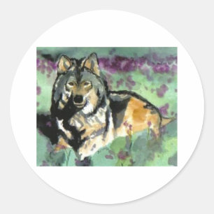 Wolf von Paula Atwell Runder Aufkleber