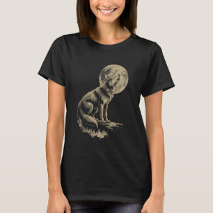 Wolf Wald Mond Vintage Kosmischer Heulender Wolf L T-Shirt