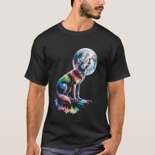 Wolf Wald Mond Vintage Kosmischer Heulender Wolf L T-Shirt