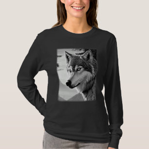 Wolf Wald Tierdruck Raubtier Motiv Kopf Wölfe T-Shirt