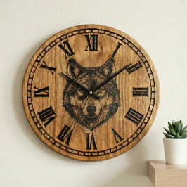 Wolf Wall Clock – Silent Wild Guardian Große Wanduhr