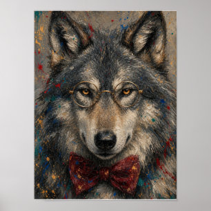 Wolf-Wandkunst — Porträt eines eleganten Ölgemälde Poster