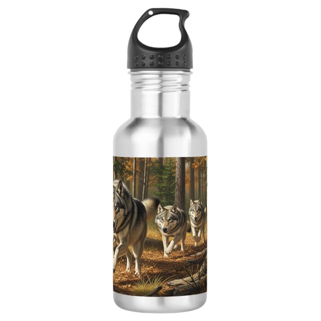 Wolf Water Bottle style 1 Edelstahlflasche (Vorderseite)