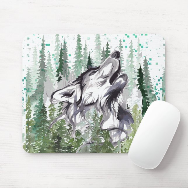 Wolf Watercolor | Farbenfrohe Wolf Mouse Pad Mousepad (Mit Mouse)