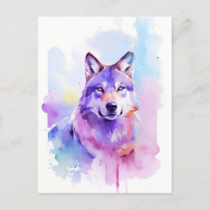 Wolf Watercolor Portrait 1 Postkarte