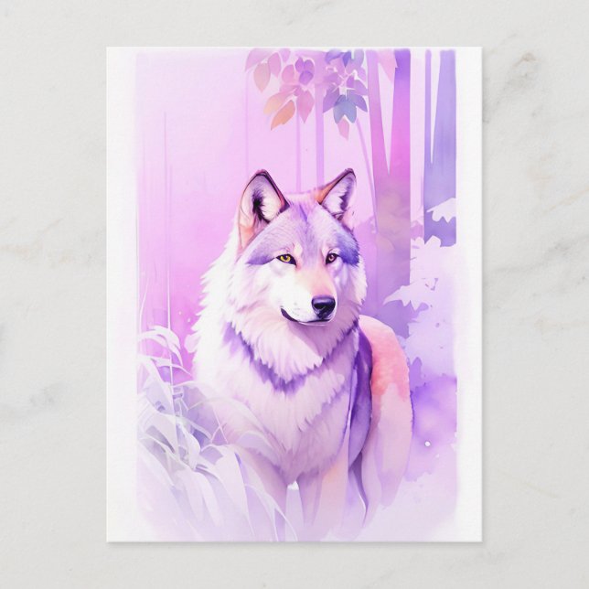 Wolf Watercolor Portrait 2 Postkarte (Vorderseite)