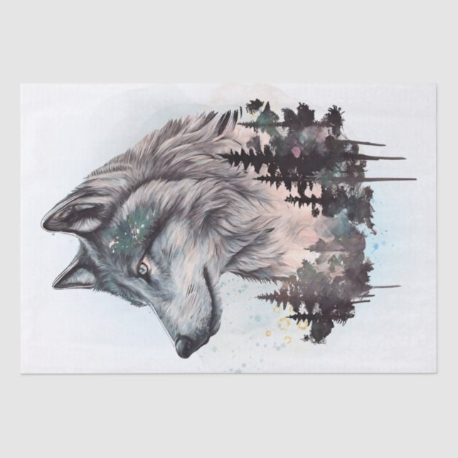Wolf Watercolor Seidenpapier (Vorderseite)