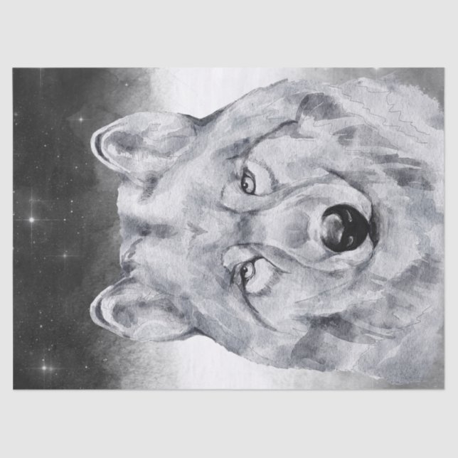 Wolf Watercolor Seidenpapier (Vorderseite)