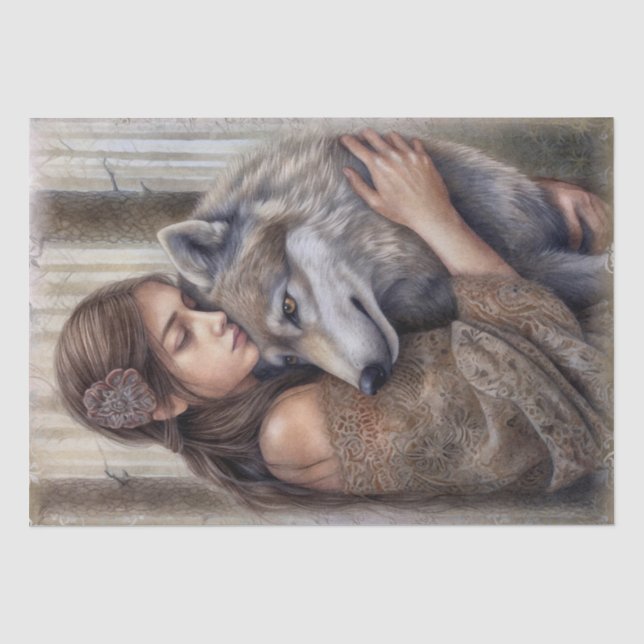 Wolf Watercolor Tissue Paper Seidenpapier (Vorderseite)