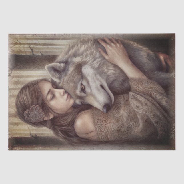 Wolf Watercolor Tissue Paper Seidenpapier (Vorderseite)