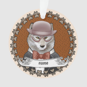 Wolf Wearing Glasses Ornament